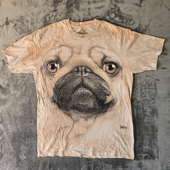 The Mountain Other - The Mountain Pug Face Dog T Shirt Size Medium Tan 2011